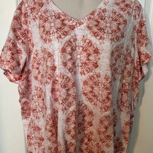 Falls Creek v neck tie dye blouse top 2x spring break